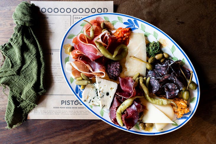 A brightly coloured plate of charcuterie from Pistou in Newtown.